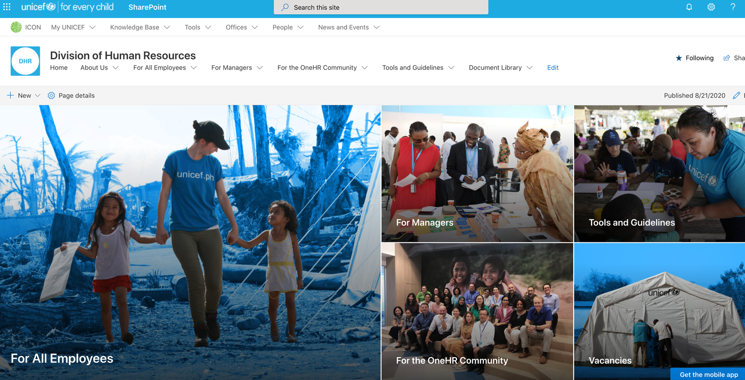 Digital transformation and launch of global UNICEF HR intranet site ...
